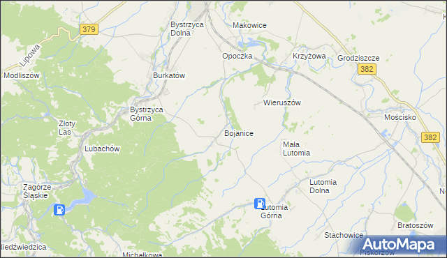 mapa Bojanice gmina Świdnica, Bojanice gmina Świdnica na mapie Targeo