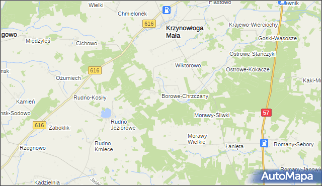 mapa Borowe-Chrzczany, Borowe-Chrzczany na mapie Targeo