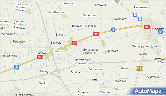 mapa Borysławice Kościelne, Borysławice Kościelne na mapie Targeo