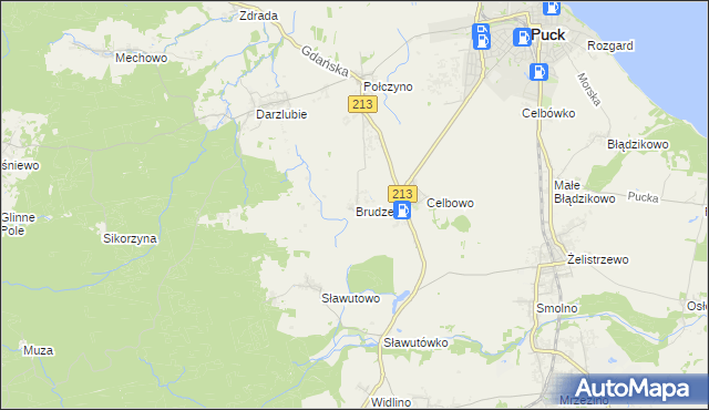 mapa Brudzewo gmina Puck, Brudzewo gmina Puck na mapie Targeo