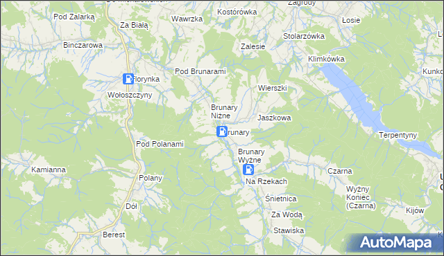 mapa Brunary, Brunary na mapie Targeo