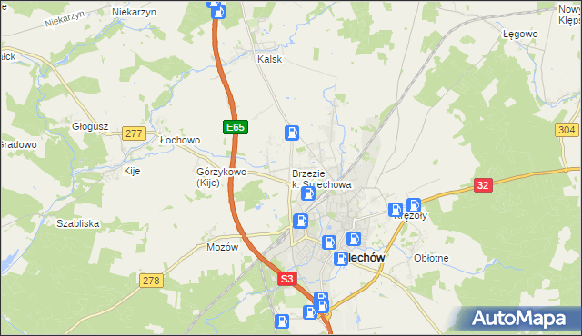 mapa Brzezie k. Sulechowa, Brzezie k. Sulechowa na mapie Targeo