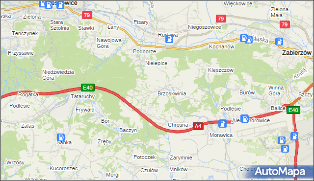 mapa Brzoskwinia, Brzoskwinia na mapie Targeo