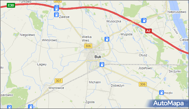 mapa Buk powiat poznański, Buk powiat poznański na mapie Targeo