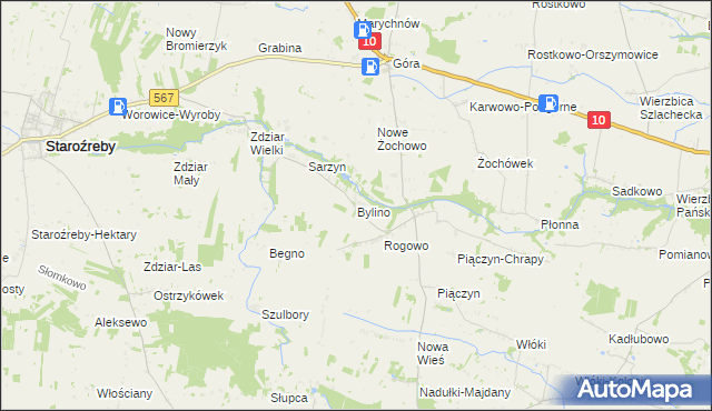 mapa Bylino, Bylino na mapie Targeo