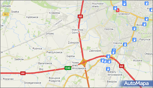 mapa Cesarzowice gmina Kąty Wrocławskie, Cesarzowice gmina Kąty Wrocławskie na mapie Targeo