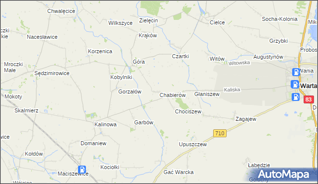 mapa Chabierów, Chabierów na mapie Targeo