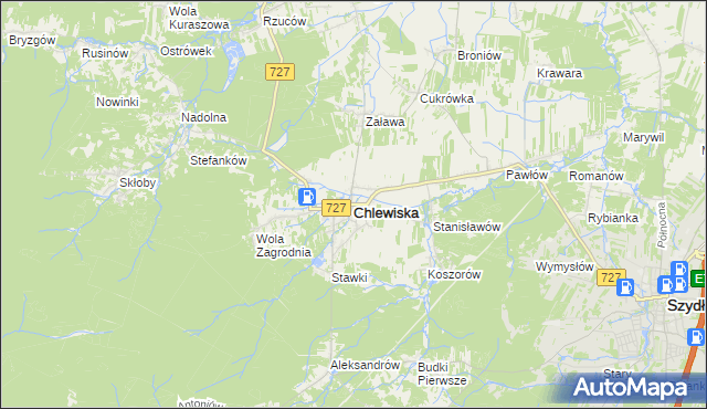 mapa Chlewiska powiat szydłowiecki, Chlewiska powiat szydłowiecki na mapie Targeo