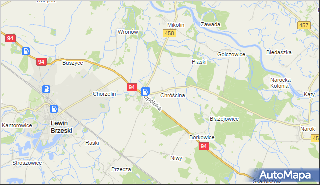 mapa Chróścina gmina Lewin Brzeski, Chróścina gmina Lewin Brzeski na mapie Targeo