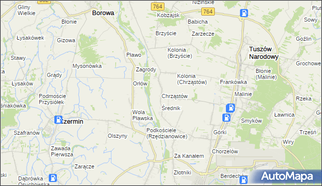 mapa Chrząstów gmina Mielec, Chrząstów gmina Mielec na mapie Targeo