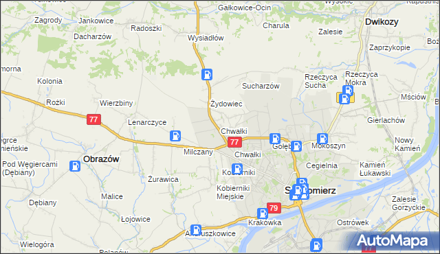 mapa Chwałki gmina Obrazów, Chwałki gmina Obrazów na mapie Targeo