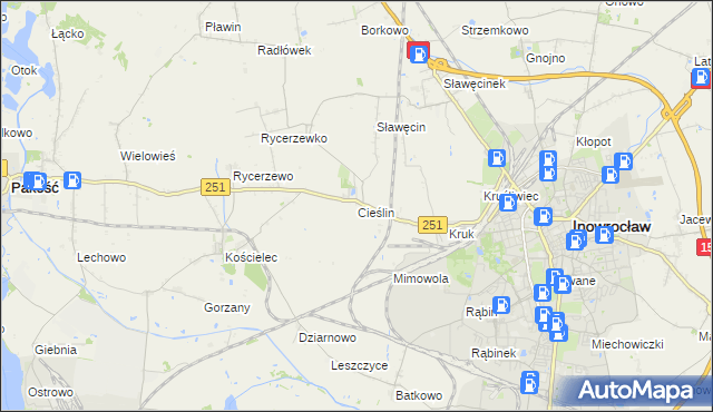 mapa Cieślin gmina Inowrocław, Cieślin gmina Inowrocław na mapie Targeo