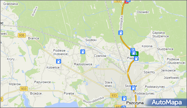 mapa Czarków gmina Pszczyna, Czarków gmina Pszczyna na mapie Targeo