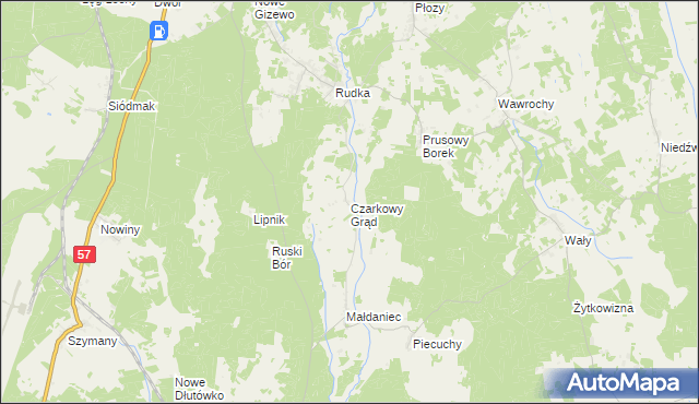 mapa Czarkowy Grąd, Czarkowy Grąd na mapie Targeo