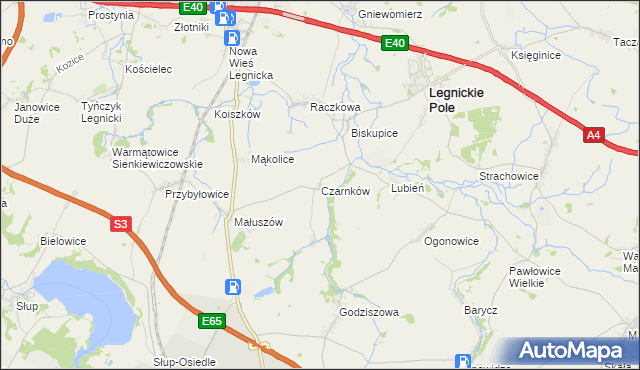 mapa Czarnków gmina Legnickie Pole, Czarnków gmina Legnickie Pole na mapie Targeo