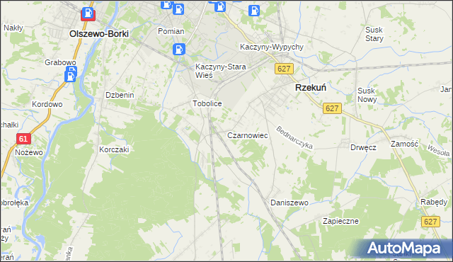 mapa Czarnowiec gmina Rzekuń, Czarnowiec gmina Rzekuń na mapie Targeo