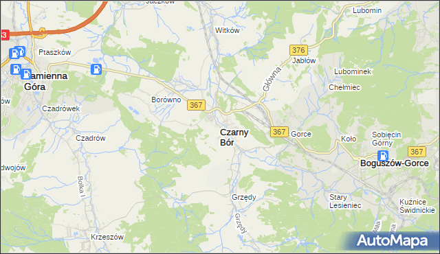 mapa Czarny Bór, Czarny Bór na mapie Targeo