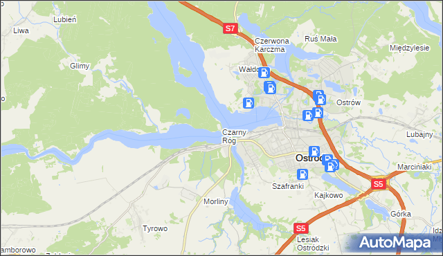 mapa Czarny Róg gmina Ostróda, Czarny Róg gmina Ostróda na mapie Targeo