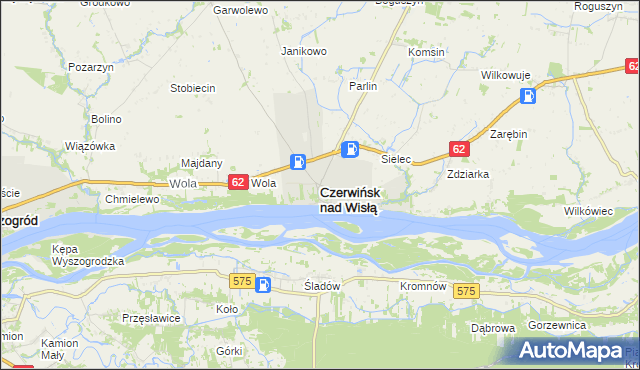 mapa Czerwińsk nad Wisłą, Czerwińsk nad Wisłą na mapie Targeo