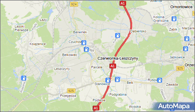 mapa Czerwionka-Leszczyny, Czerwionka-Leszczyny na mapie Targeo