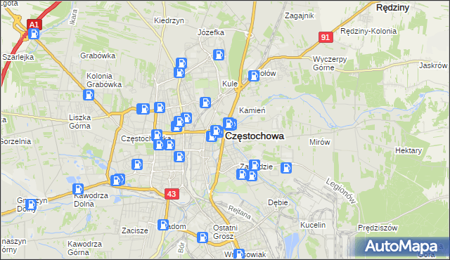 mapa Częstochowy, Częstochowa na mapie Targeo