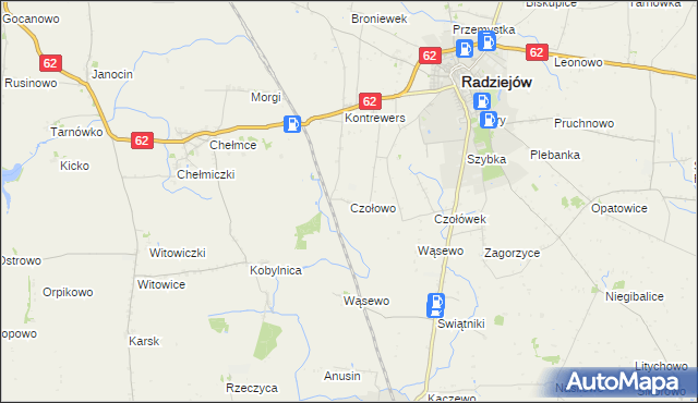 mapa Czołowo gmina Radziejów, Czołowo gmina Radziejów na mapie Targeo