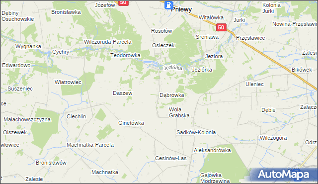 mapa Dąbrówka gmina Pniewy, Dąbrówka gmina Pniewy na mapie Targeo