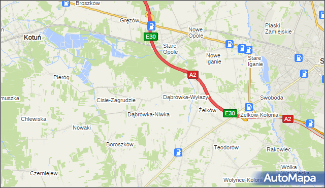 mapa Dąbrówka-Wyłazy, Dąbrówka-Wyłazy na mapie Targeo