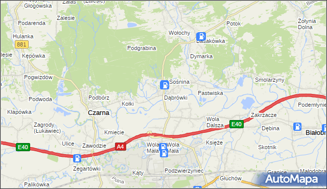 mapa Dąbrówki gmina Czarna, Dąbrówki gmina Czarna na mapie Targeo