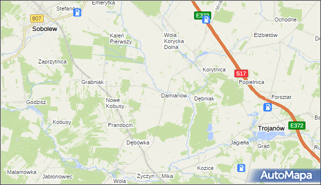 mapa Damianów, Damianów na mapie Targeo
