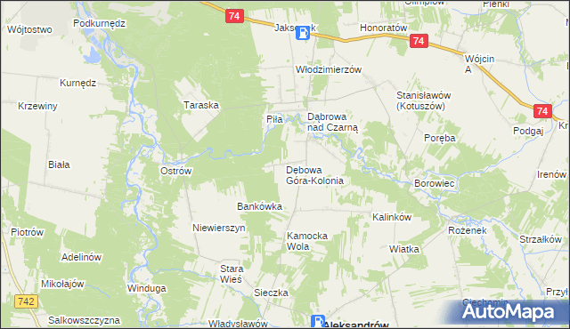 mapa Dębowa Góra-Kolonia, Dębowa Góra-Kolonia na mapie Targeo