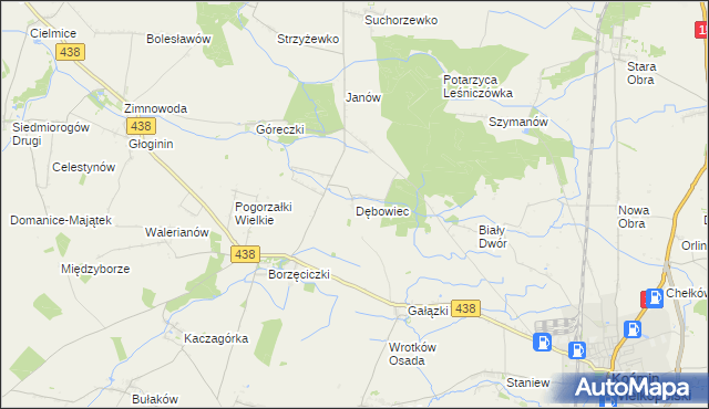 mapa Dębowiec gmina Koźmin Wielkopolski, Dębowiec gmina Koźmin Wielkopolski na mapie Targeo