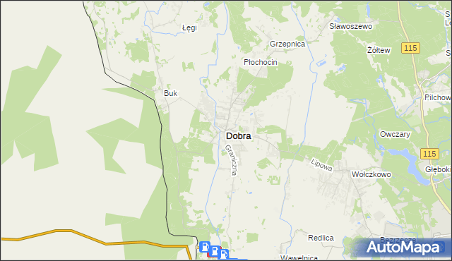 mapa Dobra gmina Dobra (Szczecińska), Dobra gmina Dobra (Szczecińska) na mapie Targeo