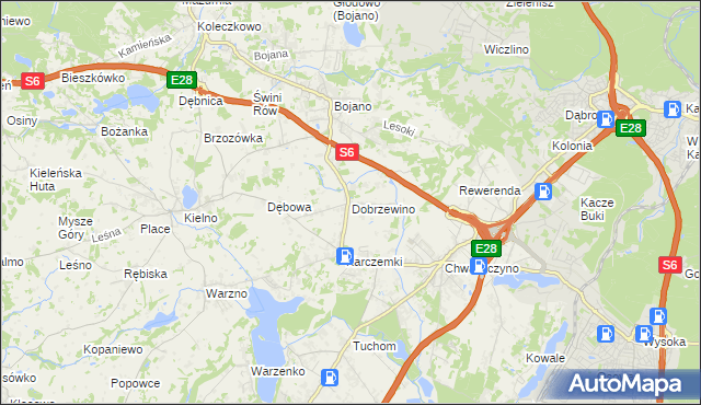 mapa Dobrzewino, Dobrzewino na mapie Targeo