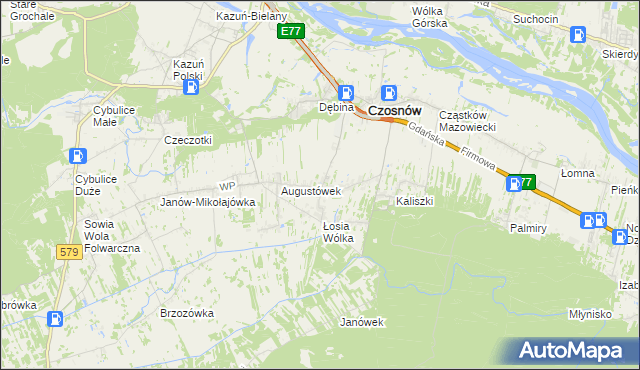 mapa Dobrzyń gmina Czosnów, Dobrzyń gmina Czosnów na mapie Targeo