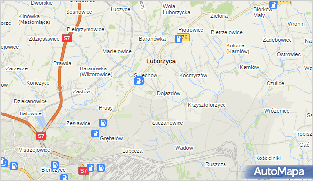 mapa Dojazdów, Dojazdów na mapie Targeo
