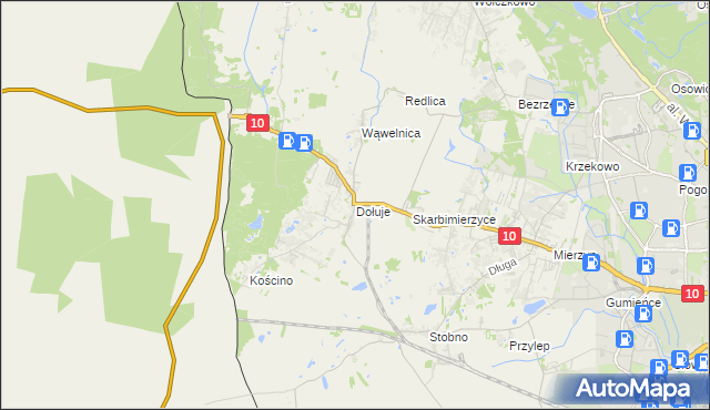 mapa Dołuje, Dołuje na mapie Targeo