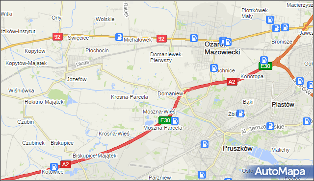 mapa Domaniew gmina Brwinów, Domaniew gmina Brwinów na mapie Targeo
