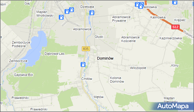 mapa Dominów gmina Głusk, Dominów gmina Głusk na mapie Targeo