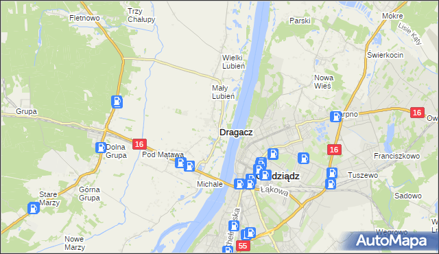mapa Dragacz, Dragacz na mapie Targeo