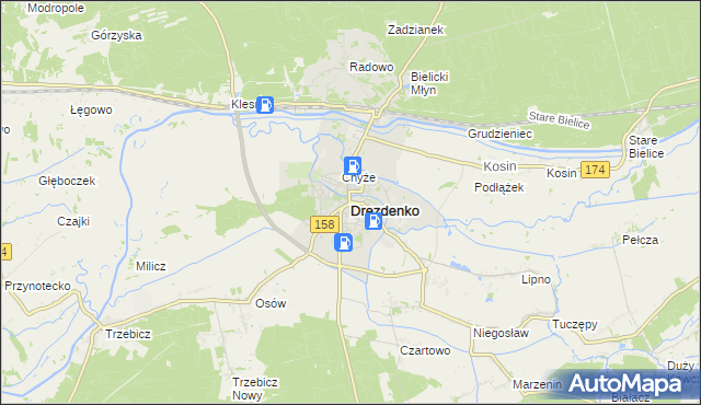 mapa Drezdenko, Drezdenko na mapie Targeo