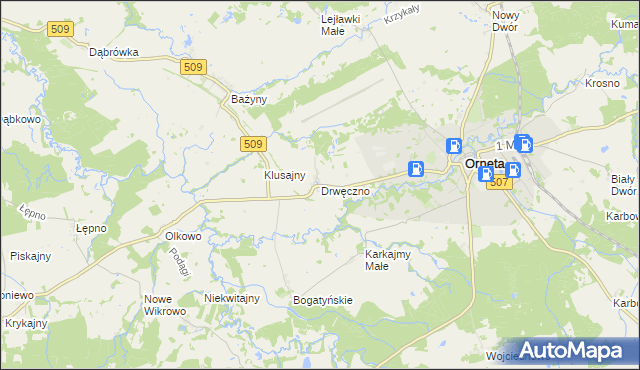 mapa Drwęczno, Drwęczno na mapie Targeo