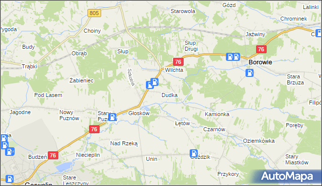 mapa Dudka gmina Borowie, Dudka gmina Borowie na mapie Targeo