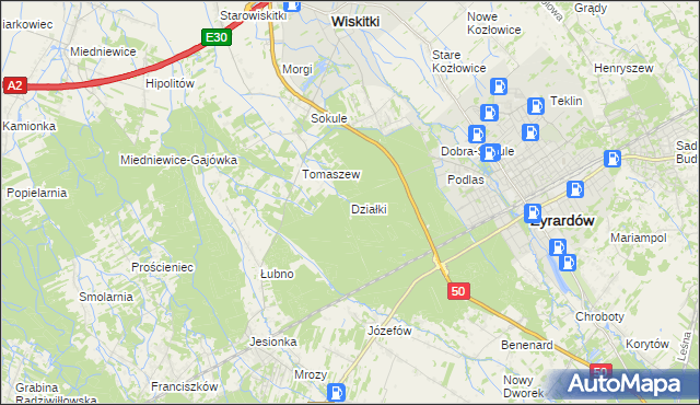 mapa Działki gmina Wiskitki, Działki gmina Wiskitki na mapie Targeo