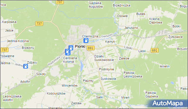 mapa Działki Suskowolskie, Działki Suskowolskie na mapie Targeo