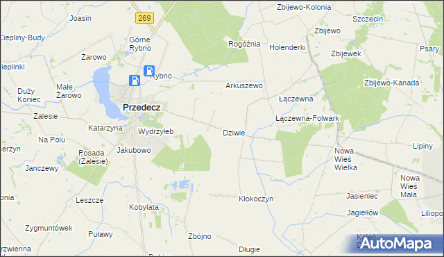 mapa Dziwie, Dziwie na mapie Targeo