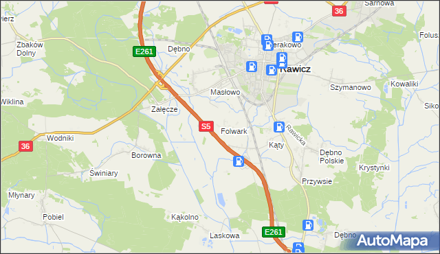 mapa Folwark gmina Rawicz, Folwark gmina Rawicz na mapie Targeo