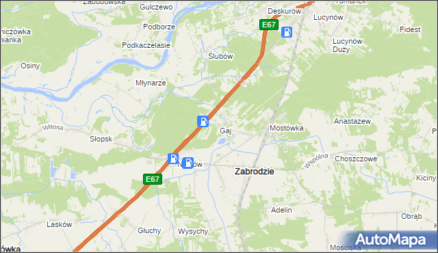 mapa Gaj gmina Zabrodzie, Gaj gmina Zabrodzie na mapie Targeo