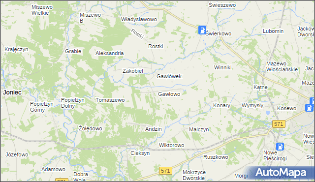 mapa Gawłowo, Gawłowo na mapie Targeo