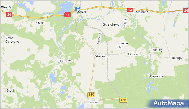 mapa Głażewo gmina Międzychód, Głażewo gmina Międzychód na mapie Targeo